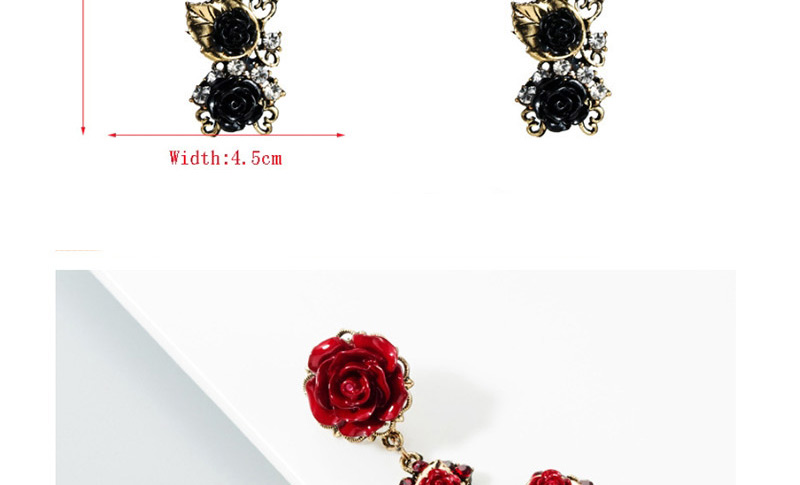 Fashion Black Rose Flower Cross Earrings,Drop Earrings