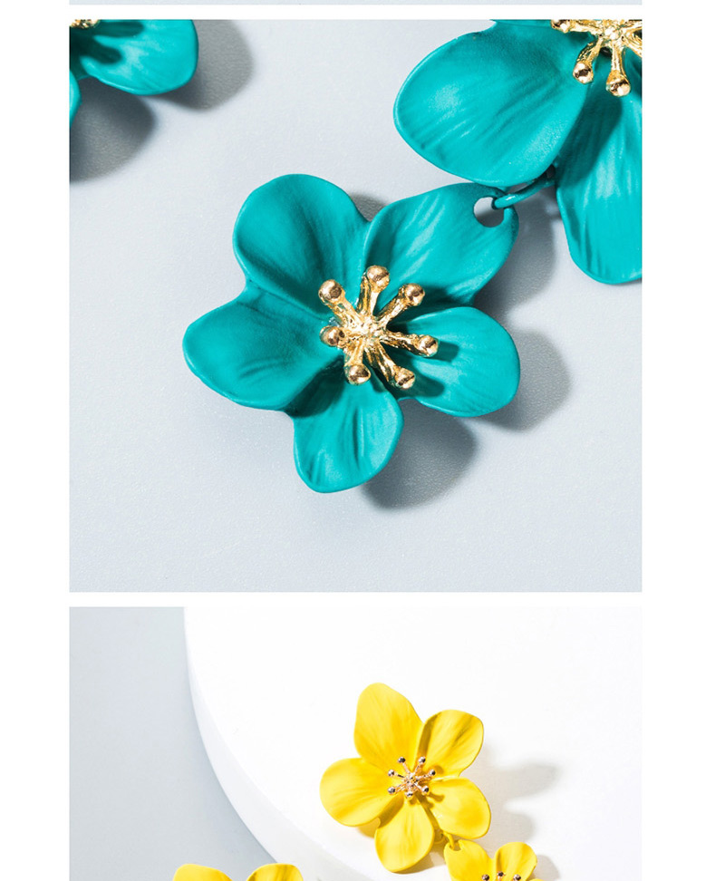 Fashion Dark Green Alloy Geometric Flower Earrings,Drop Earrings