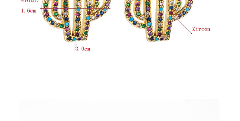 Fashion Color Copper Micro-inlaid Zircon Cactus Earrings,Earrings