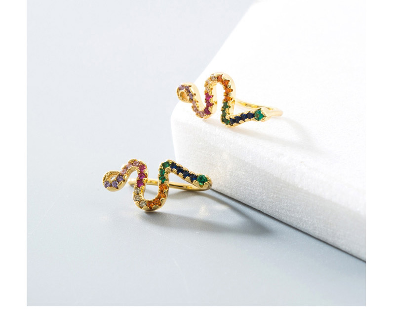 Fashion Color Copper Inlaid Zircon Snake Earrings,Earrings