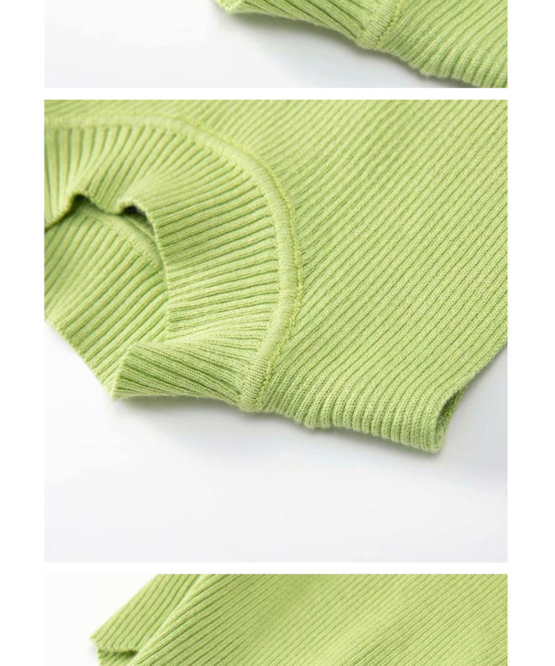 Fashion Green High Neck Knit Vest,Sweater