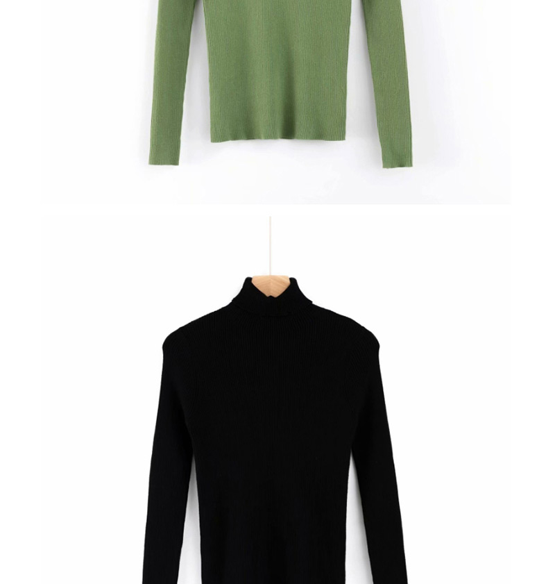 Fashion Avocado Green High Collar T-shirt Bottoming Shirt,Sweater