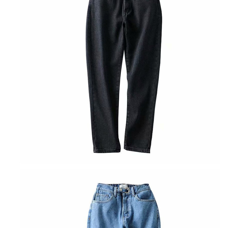 Fashion Black Washed And Velvet Jeans,Pants