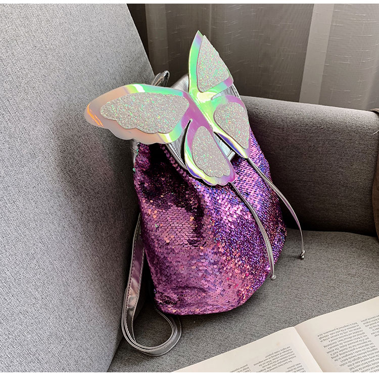Fashion Purple Butterfly Sequin Backpack,Backpack