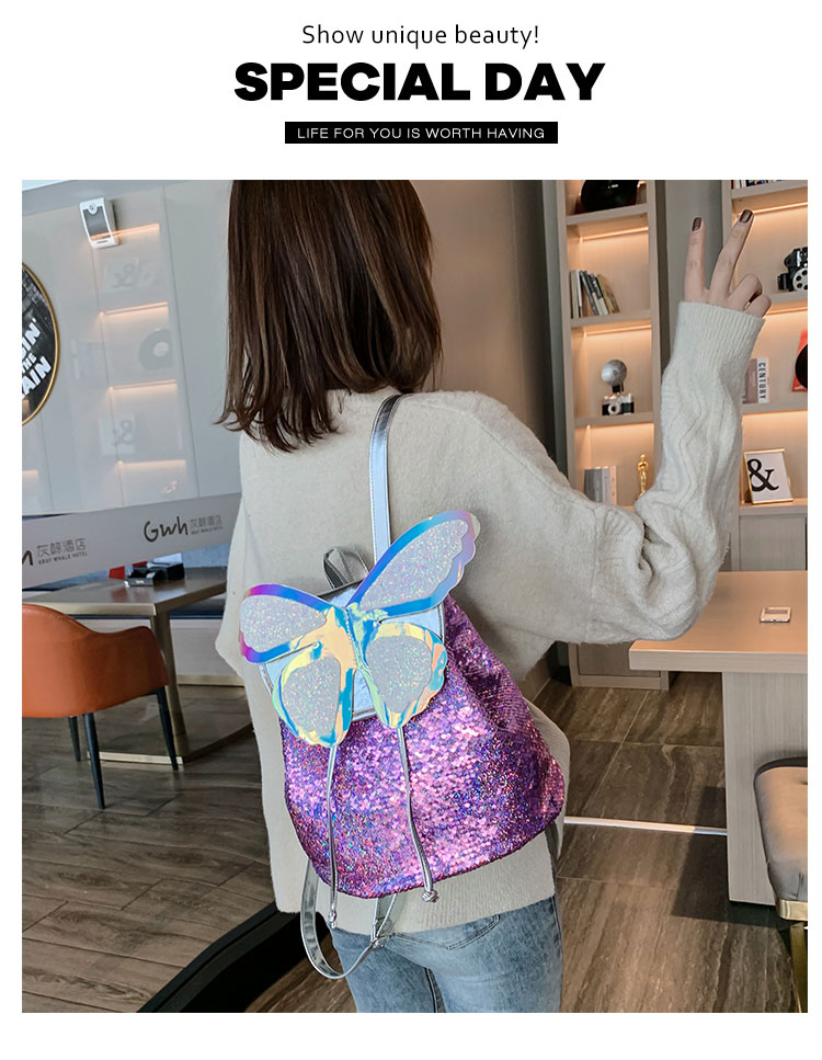 Fashion Red Butterfly Sequin Backpack,Backpack