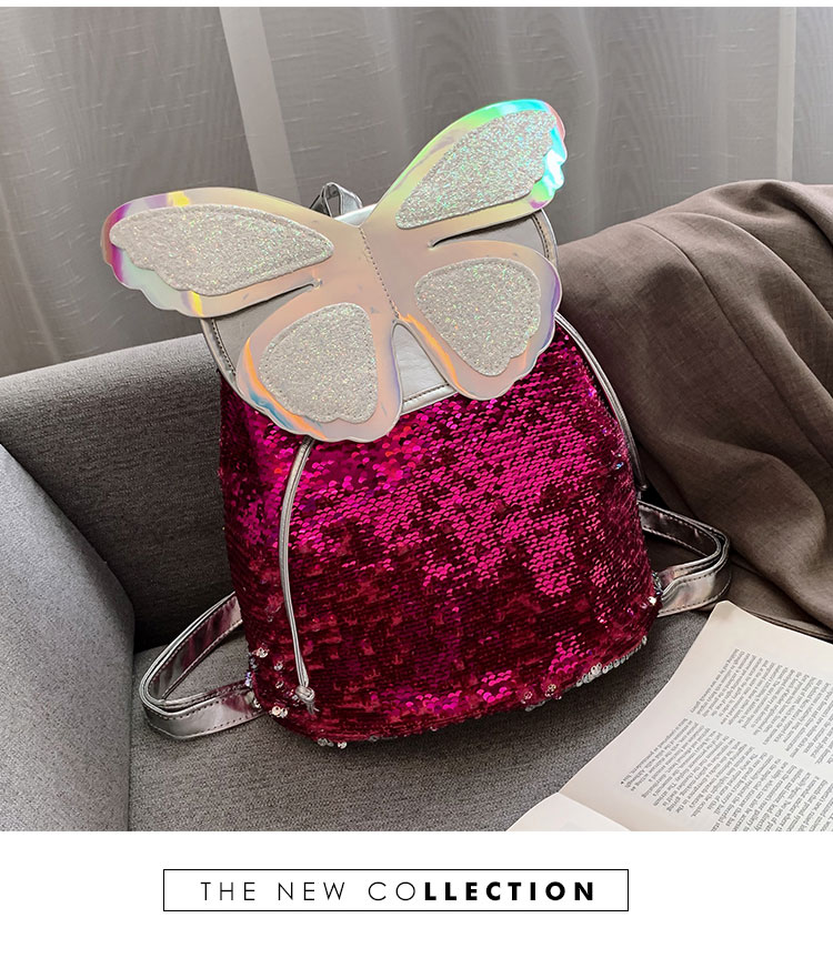 Fashion Pink Butterfly Sequin Backpack,Backpack