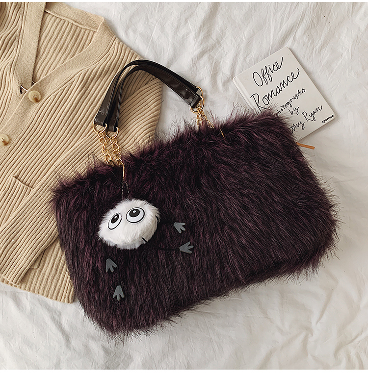 Fashion Purple Fleece Chain Shoulder Bag,Messenger bags