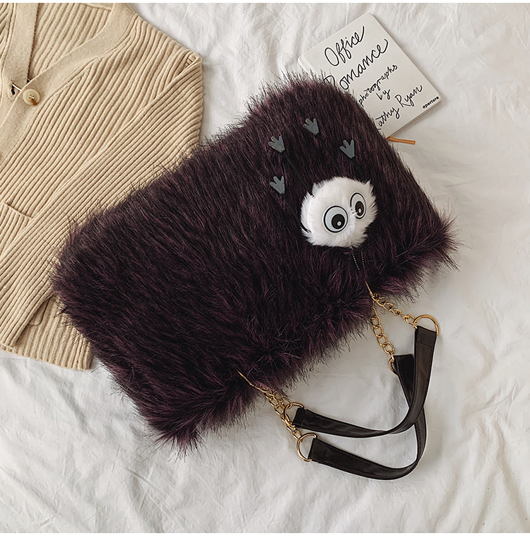 Fashion Purple Fleece Chain Shoulder Bag,Messenger bags
