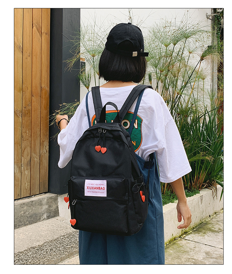 Fashion Black Contrast Stitching Labeling Backpack,Backpack
