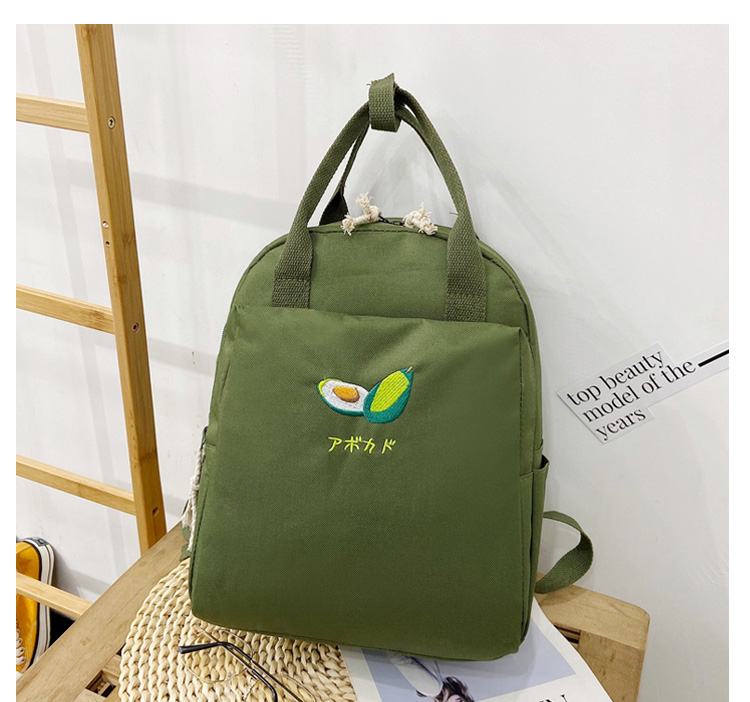 Fashion Green Embroidered Fruit Backpack,Backpack