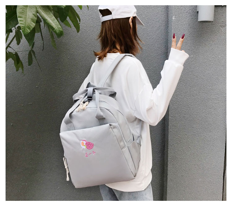 Fashion Pink Embroidered Fruit Backpack,Backpack