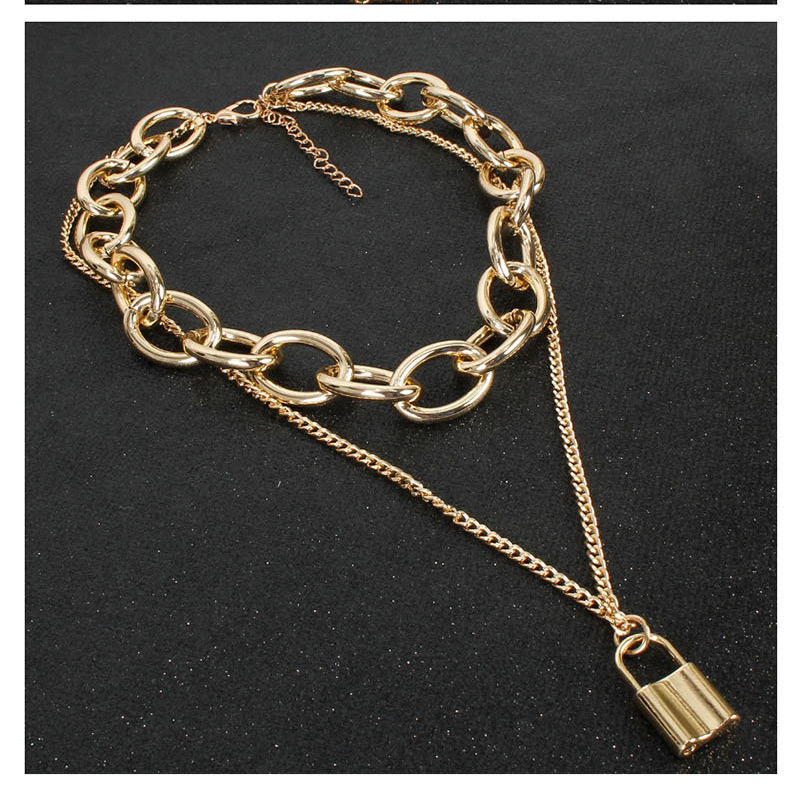 Fashion Gold Key Lock Necklace,Multi Strand Necklaces