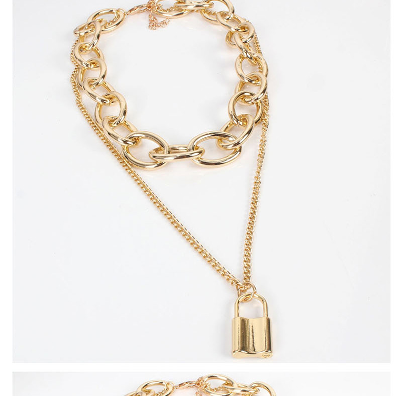 Fashion Gold Key Lock Necklace,Multi Strand Necklaces