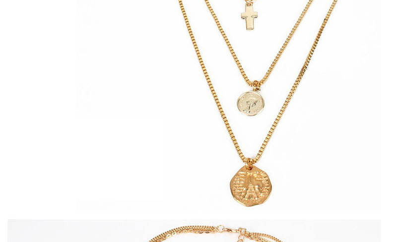 Fashion Gold Metal Multilayer Cross Necklace,Multi Strand Necklaces