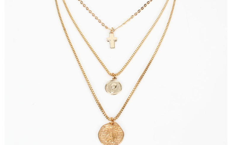 Fashion Gold Metal Multilayer Cross Necklace,Multi Strand Necklaces