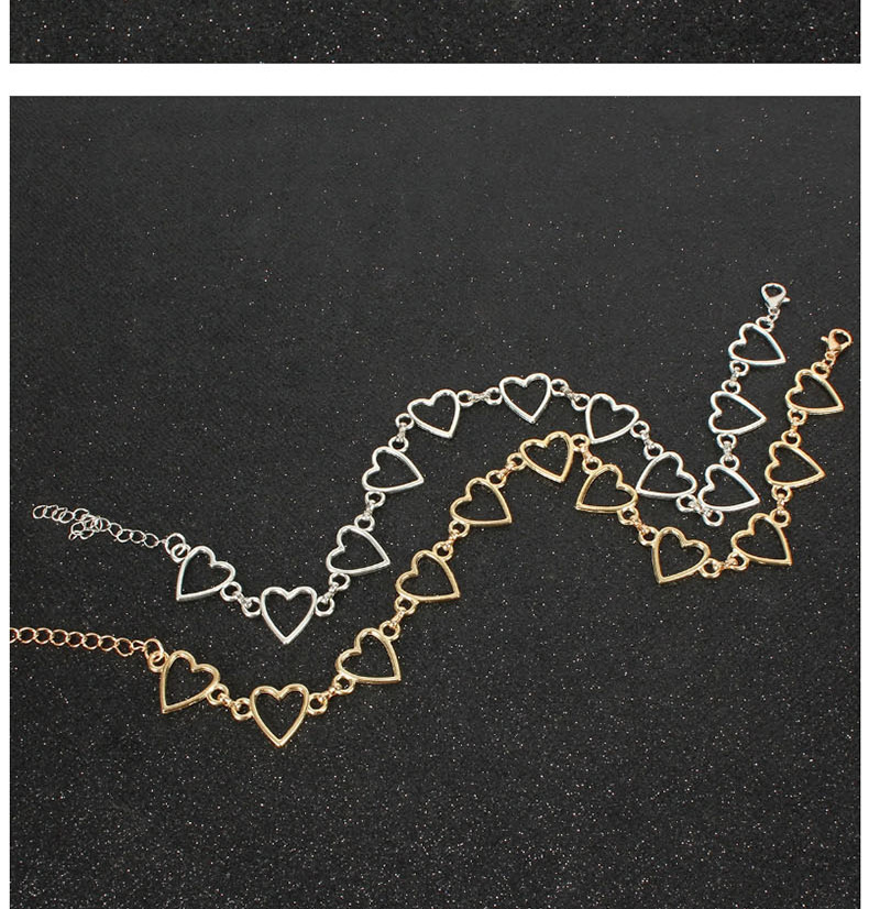 Fashion White K Heart-shaped Hollow Chain Geometric Necklace,Chains