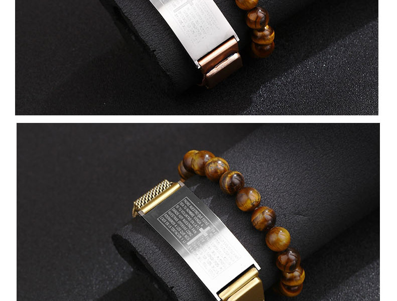 Fashion Black Stainless Steel Scripture Cross Magnetic Buckle Bracelet,Bracelets