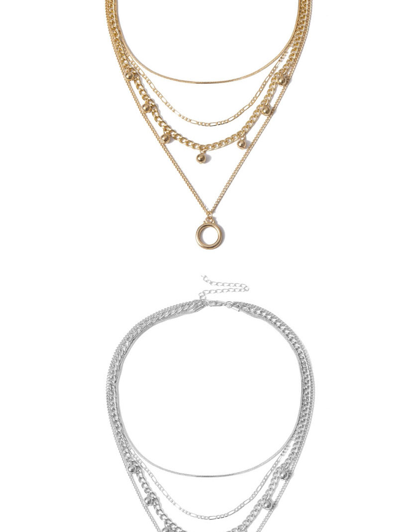Fashion White K Multi-layer Geometric Round Necklace,Multi Strand Necklaces