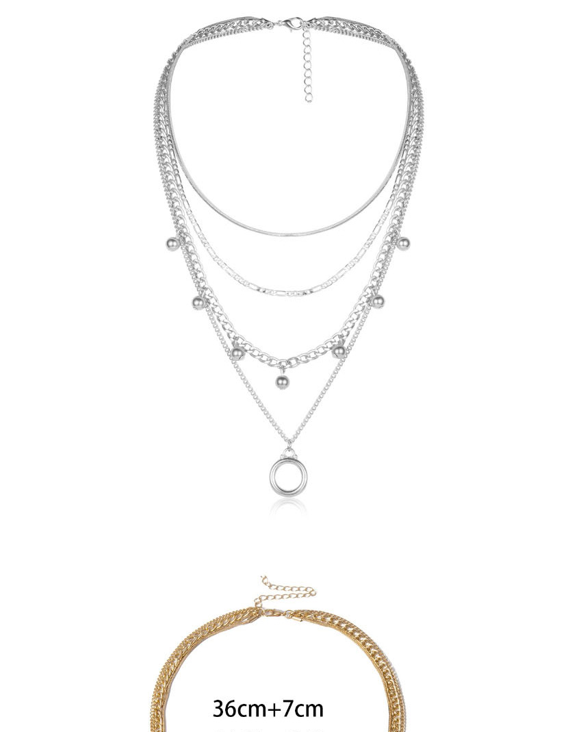 Fashion White K Multi-layer Geometric Round Necklace,Multi Strand Necklaces