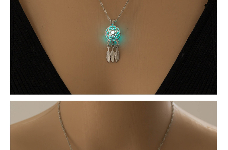 Fashion Blue Green Dreamcatcher Night Light Necklace,Pendants
