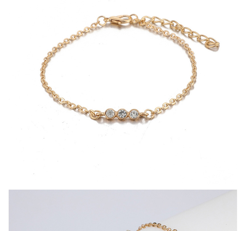 Fashion Gold Diamond Broken Horns Cross Moon Bracelet 4 Piece Set,Fashion Bracelets
