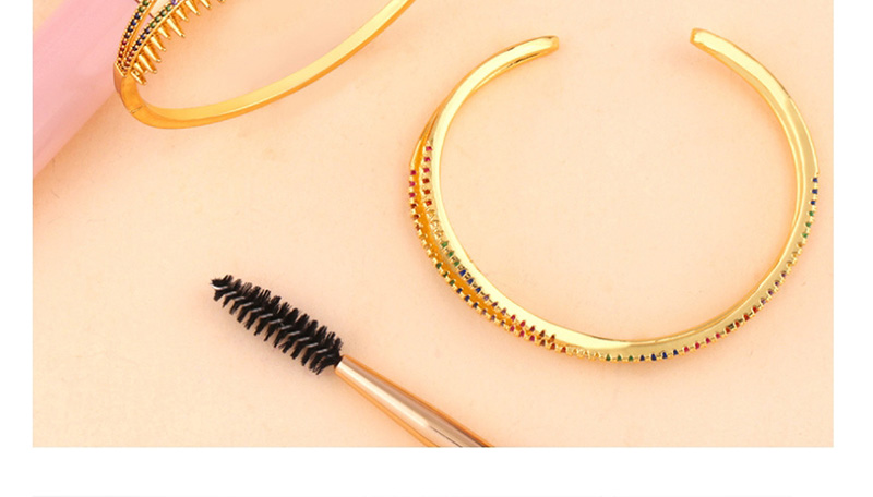 Fashion Opening X Copper Plated Gold And Zircon Cross-cut Bracelet,Bracelets
