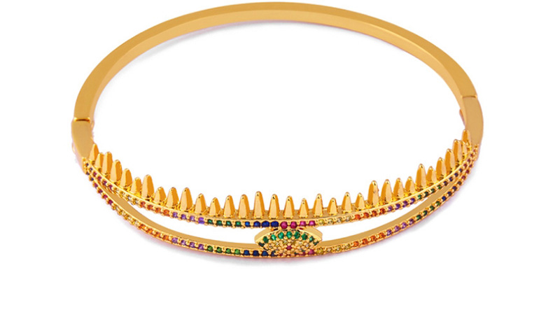 Fashion Opening X Copper Plated Gold And Zircon Cross-cut Bracelet,Bracelets