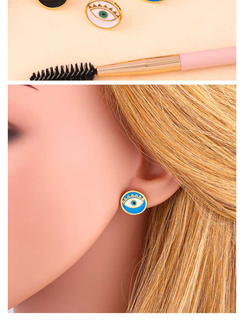 Fashion Blue Drip Oil Eye Round Copper Plated Earrings,Earrings