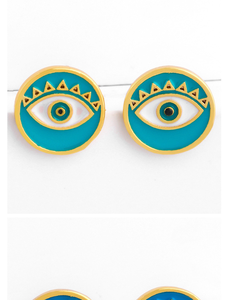 Fashion Blue Drip Oil Eye Round Copper Plated Earrings,Earrings