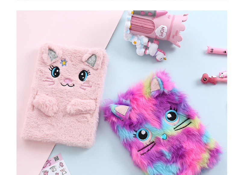 Fashion Pink Cat Cartoon Plush Rabbit Ears Notepad,Notebook/Agenda