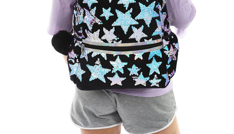 Fashion Black Cartoon Laser Sequin Star Backpack,Backpack