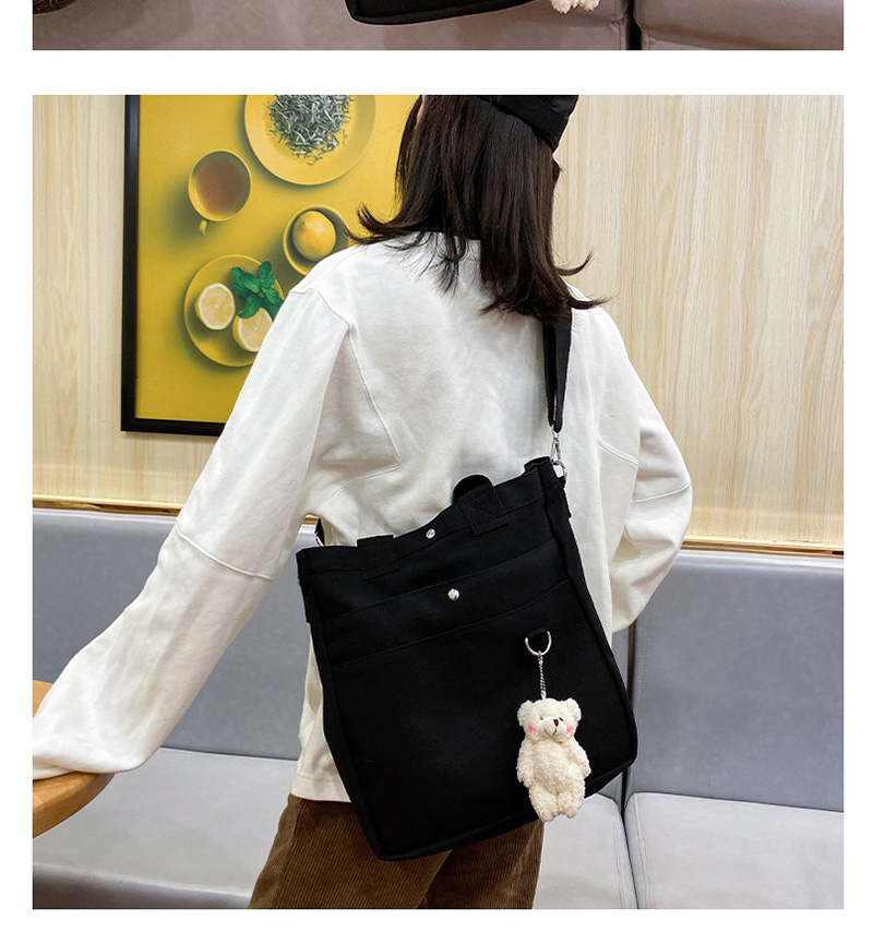 Fashion Black Without Bear Multi-pocket Canvas Bear Shoulder Messenger Bag,Shoulder bags
