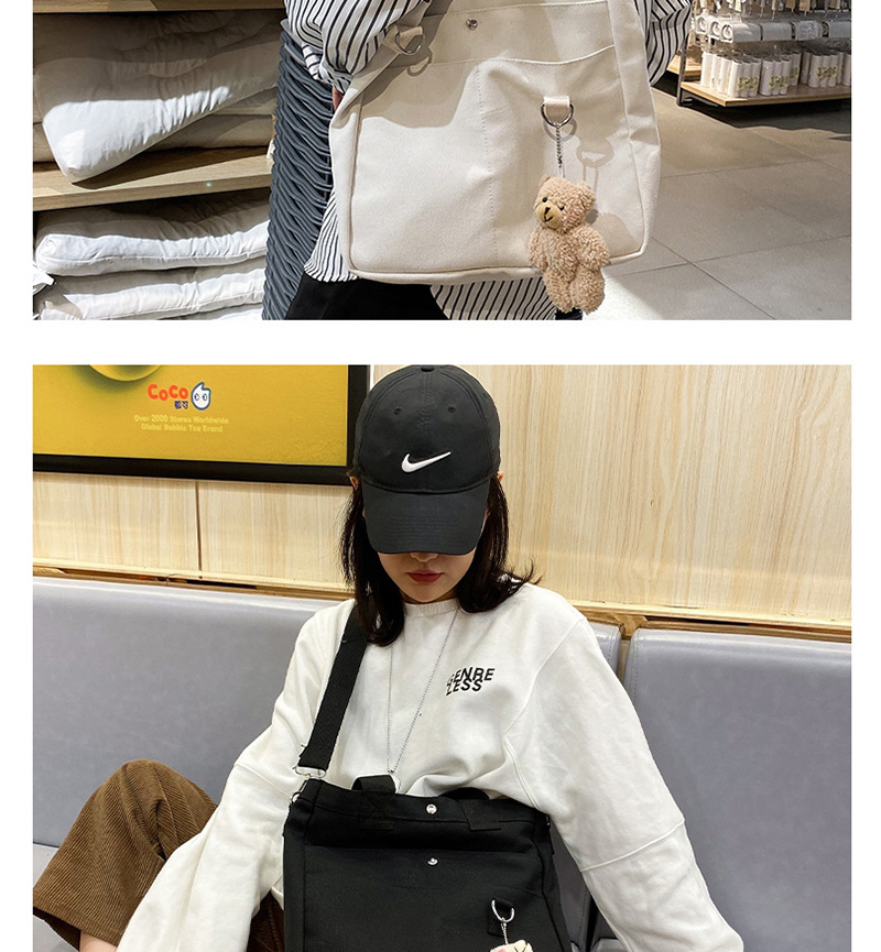 Fashion Black Without Bear Multi-pocket Canvas Bear Shoulder Messenger Bag,Shoulder bags