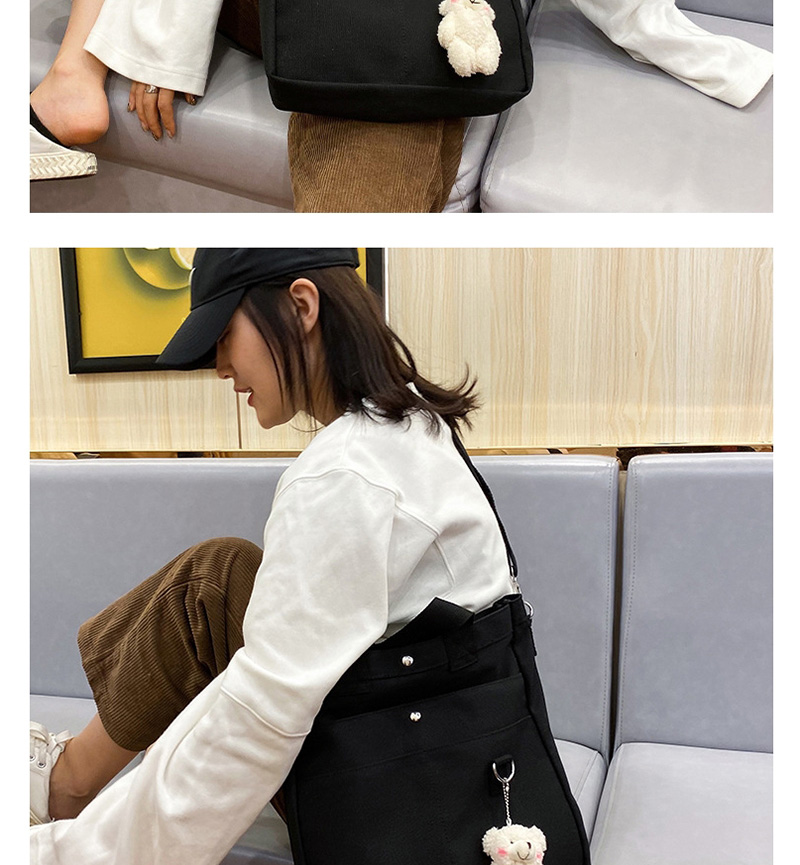 Fashion Black Belt Bear Multi-pocket Canvas Bear Shoulder Messenger Bag,Shoulder bags