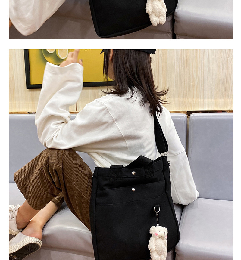 Fashion Black Belt Bear Multi-pocket Canvas Bear Shoulder Messenger Bag,Shoulder bags