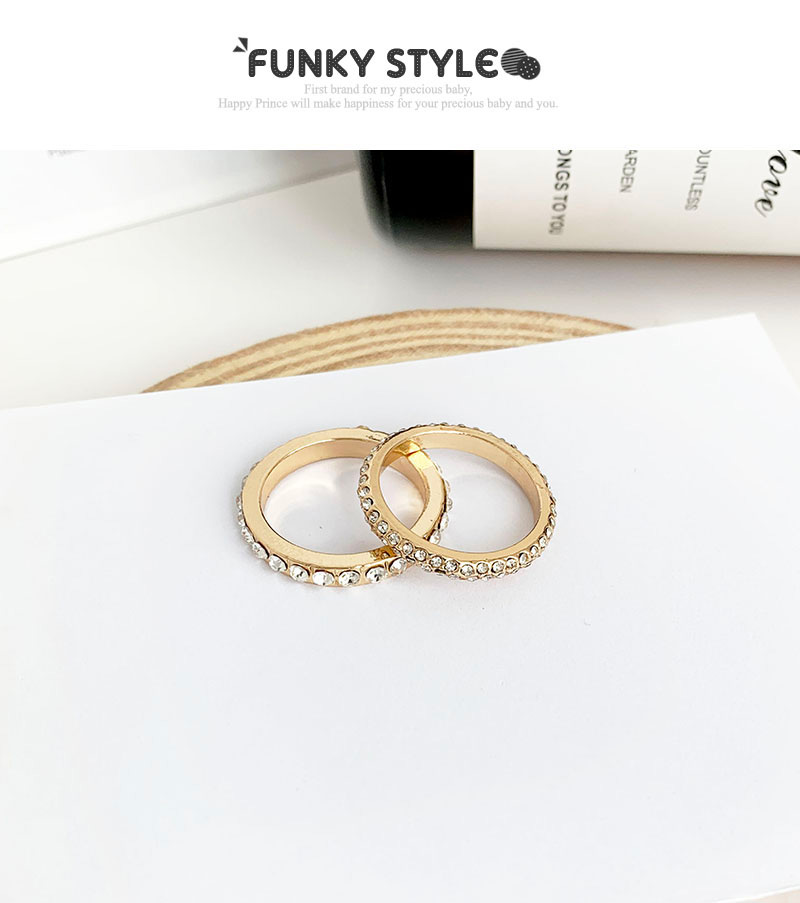 Fashion Gold Alloy Diamond Double Row Diamond Square Ring,Fashion Rings