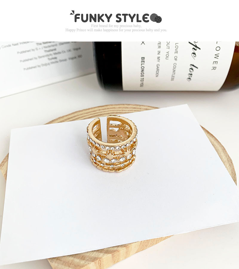 Fashion Gold Alloy Diamond Pierced Ring,Fashion Rings