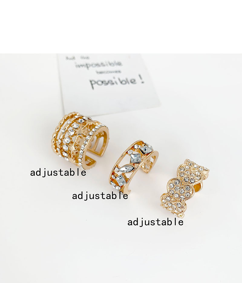 Fashion Gold Alloy Diamond Love Open Ring,Fashion Rings