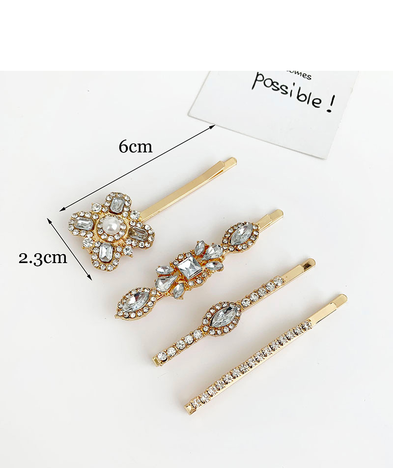 Fashion Gold Alloy Diamond-studded Hairpin Four-piece,Hairpins
