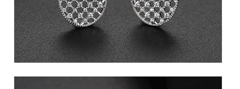 Fashion Platinum Hollow Copper Inlaid Zirconium Stud Earrings,Earrings