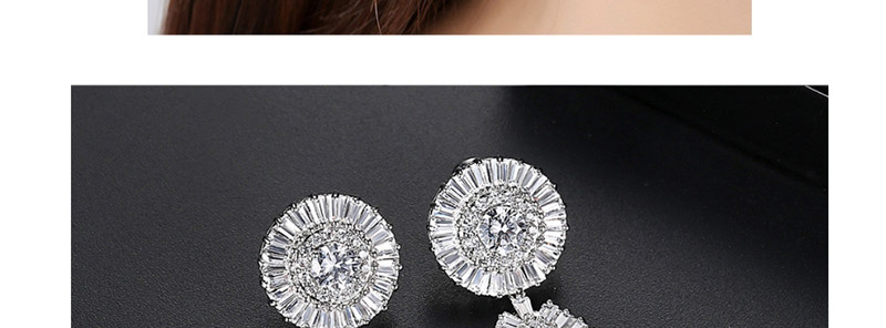 Fashion Platinum Copper Inlay Zircon Earrings,Earrings