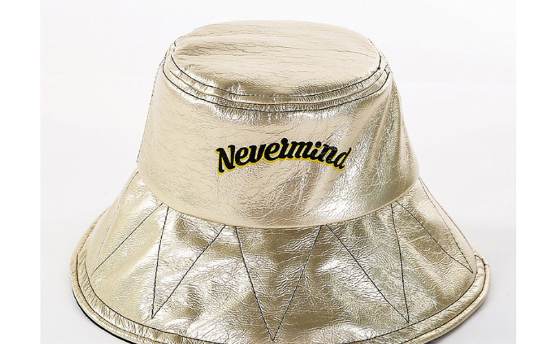 Fashion 鎏gold Leather Glossy Fisherman Hat,Sun Hats