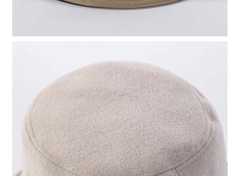 Fashion Gray Woolen Leather Stitching Fisherman Hat,Sun Hats