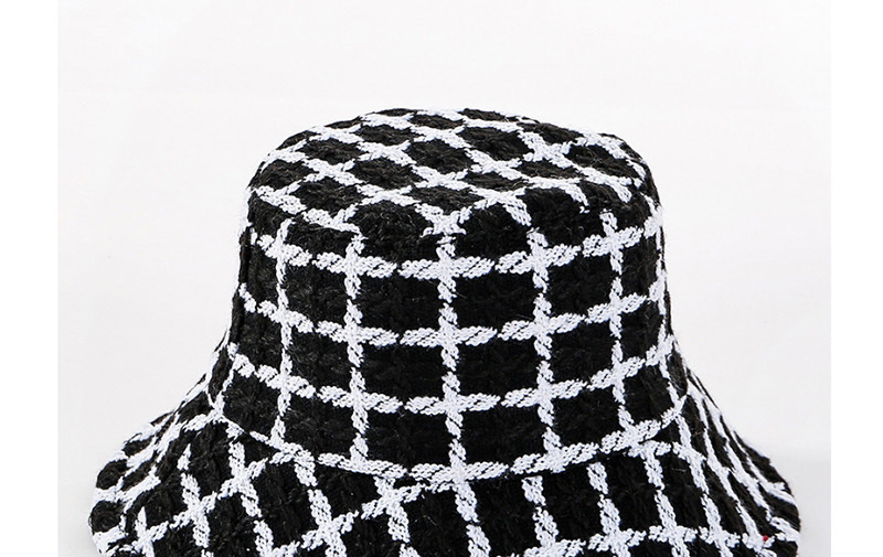 Fashion White Colorblock Lattice Large Basin Cap,Sun Hats