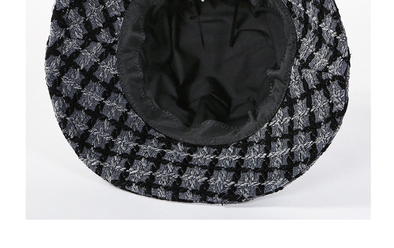 Fashion Black Colorblock Lattice Large Basin Cap,Sun Hats