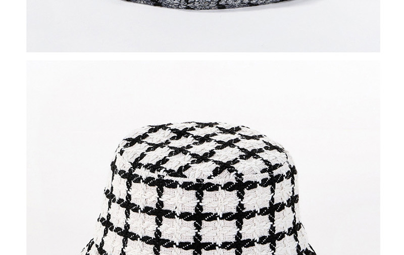 Fashion Gray Colorblock Lattice Large Basin Cap,Sun Hats