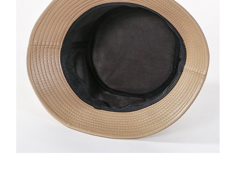 Fashion Gray Pu Fishing X Standard Soft Leather Basin,Sun Hats