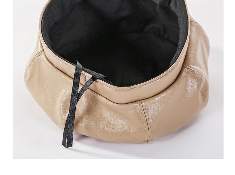 Fashion Beige Solid Color Leather Beret,Beanies&Others