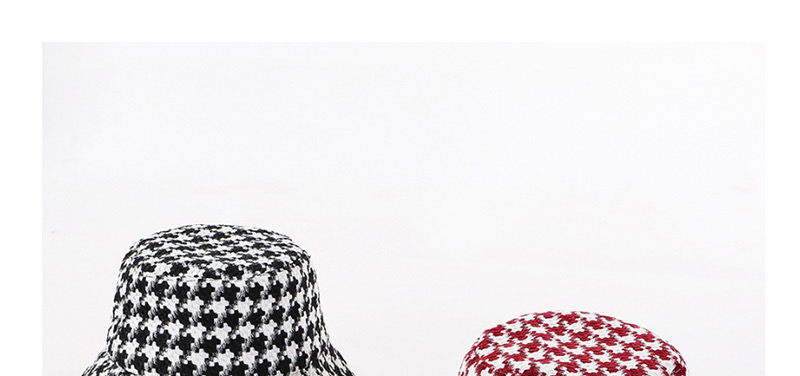 Fashion Wine Red Black And White Gridded Basin Cap,Sun Hats