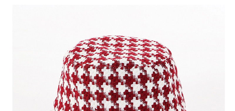 Fashion Wine Red Black And White Gridded Basin Cap,Sun Hats